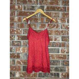 Vanity Fair Lacey Red V-neck Cami Spaghetti Strap Tank Top Large Y2K 2000s Layer
